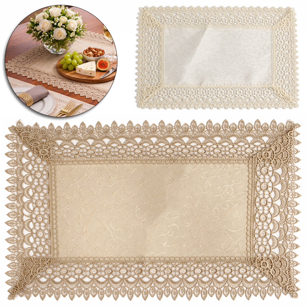 TOALHA LUGAR AMERICANO DE RENDA ( POLIESTER ) RETANGULAR 45X30CM