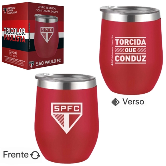 COPO TERMICO SAO PAULO DE INOX COM PAREDE DUPLA + TAMPA DE ACRILICO 360ML