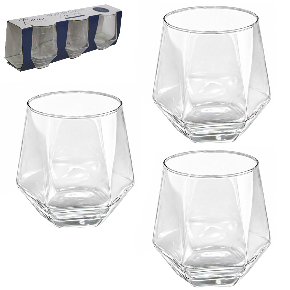 JOGO DE COPO DE VIDRO WHISKY LUMINE FLUX COM 3 PECAS 330ML