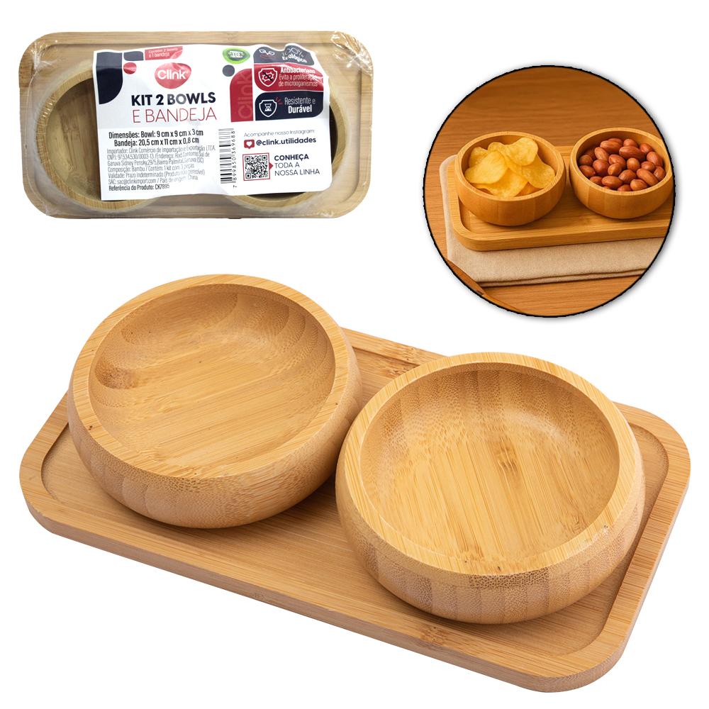 CONJUNTO PETISQUEIRA DE BAMBU COM 2 PECAS + BANDEJA