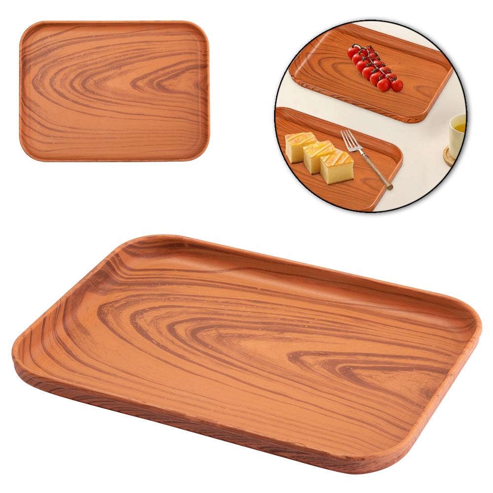 BANDEJA DE PLASTICO RETANGULAR TIPO MADEIRA 20X15X1,5CM