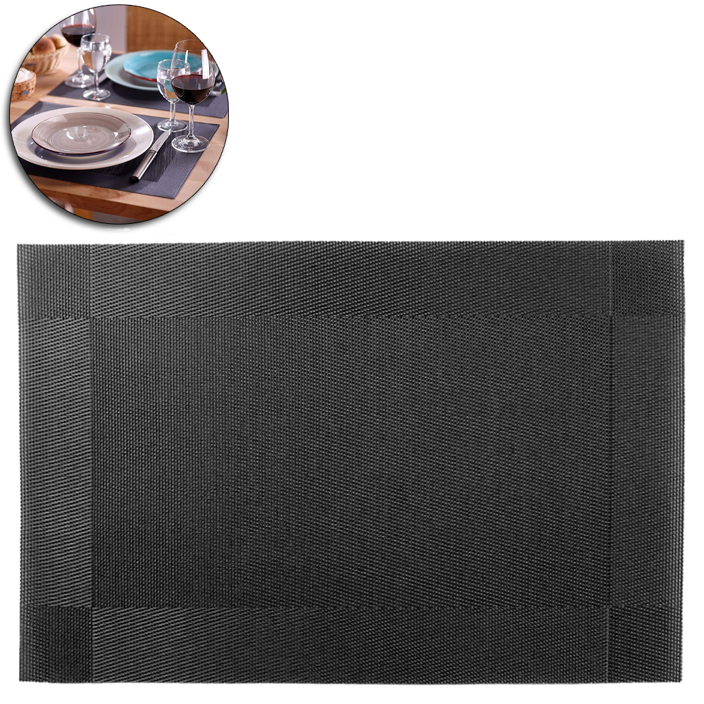 TOALHA LUGAR AMERICANO DE PVC RETANGULAR GANA PRETO HAUSKRAFT 45X30CM