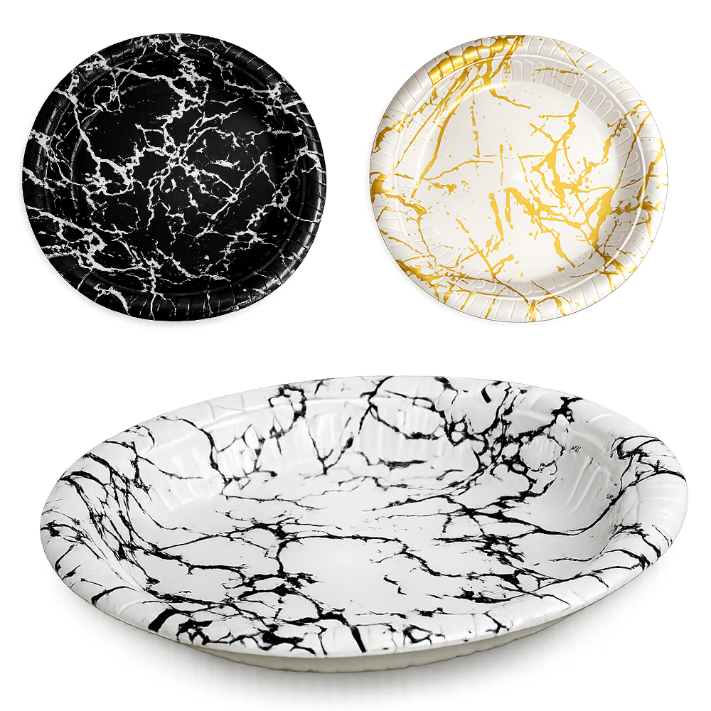 BANDEJA DE PLASTICO REDONDA MARMORE 3X26CM DE Ø