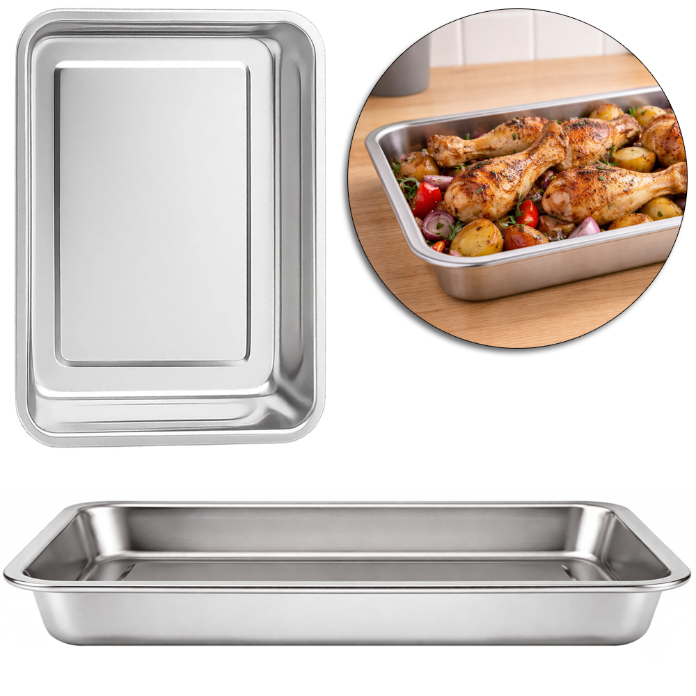 BANDEJA ( FORMA ) RETANGULAR DE INOX 36X27X4CM