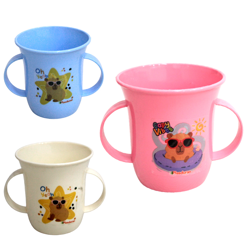 CANECA DE PLASTICO CAPIVARA COM 2 ALCAS 260ML