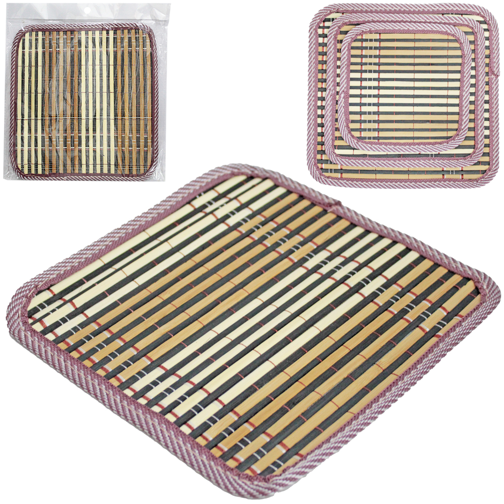 DESCANSO DE PANELA DE BAMBU SORTIDOS COM 3 PECAS