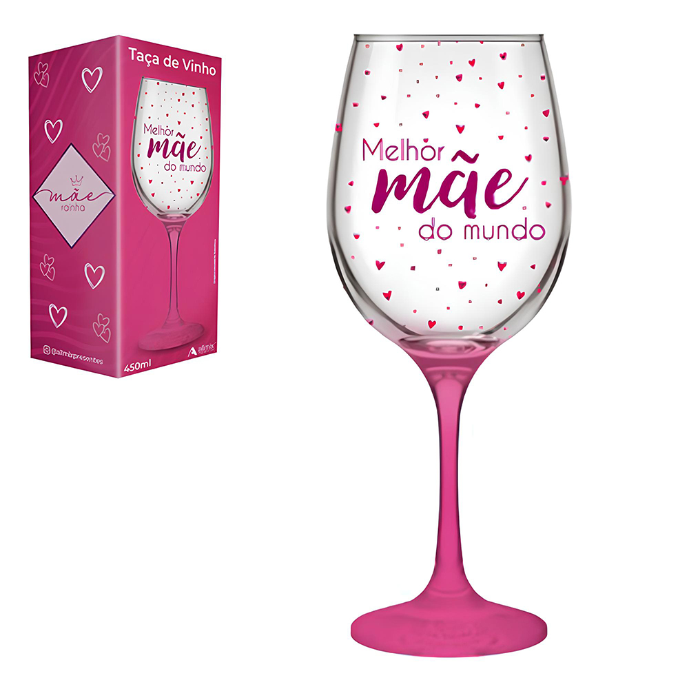 TACA DE VIDRO PARA AGUA / VINHO MELHOR MAE DO MUNDO 450ML