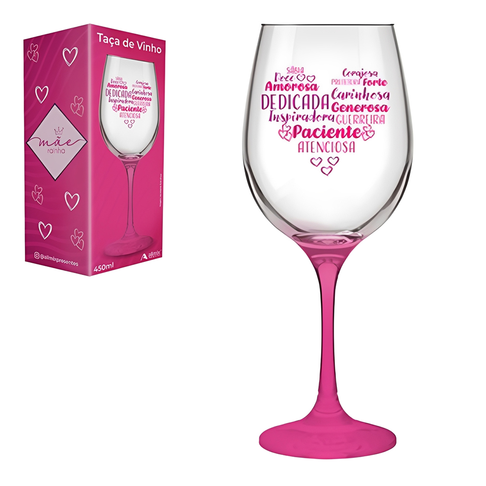 TACA DE VIDRO PARA AGUA / VINHO MAE ATENCIOSA 450ML