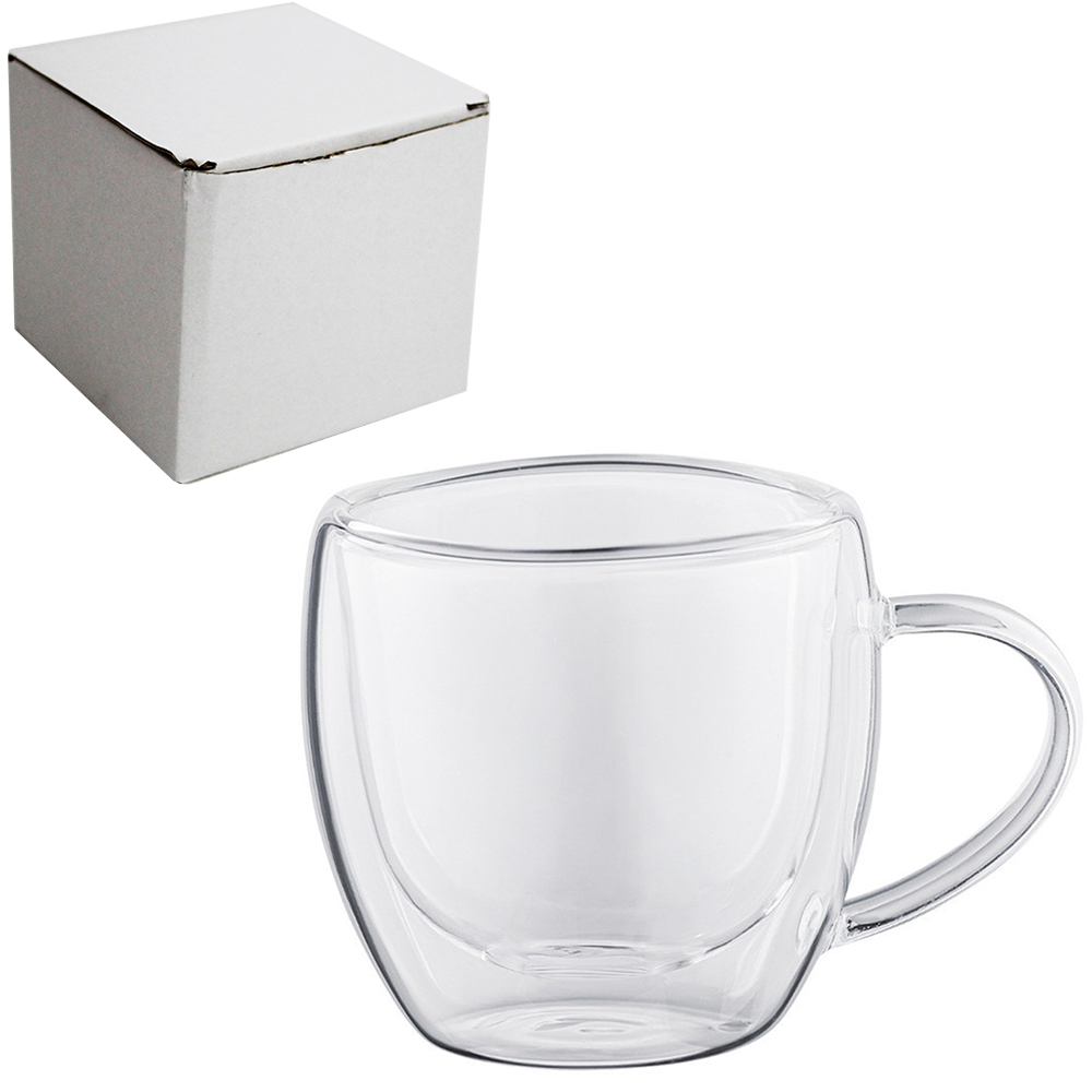 CANECA XICARA DE VIDRO BOROSSILICATO COM PAREDE DUPLA BISTRO PARA CAFE / CAPPUCCINO 220ML