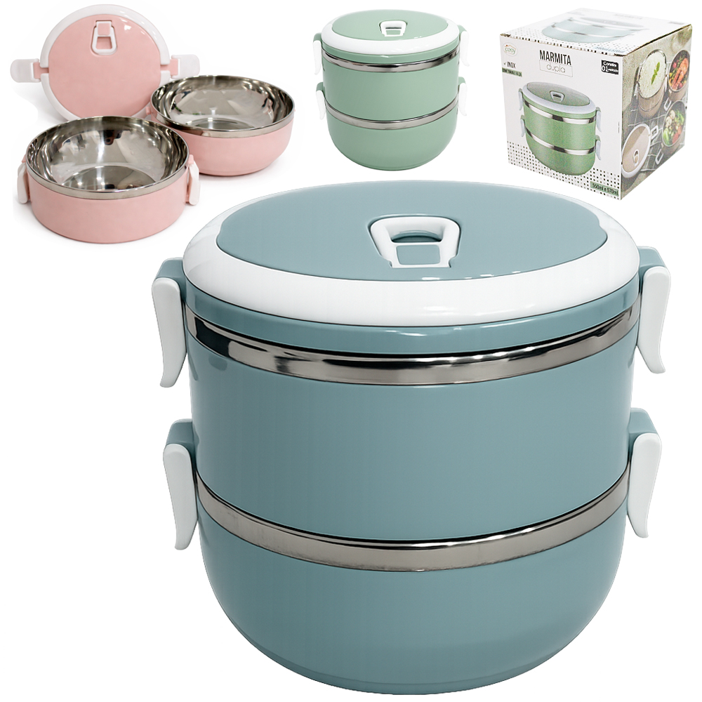 MARMITA DE PLASTICO / INOX REDONDO DUPLA 15X14,5CM DE Ø