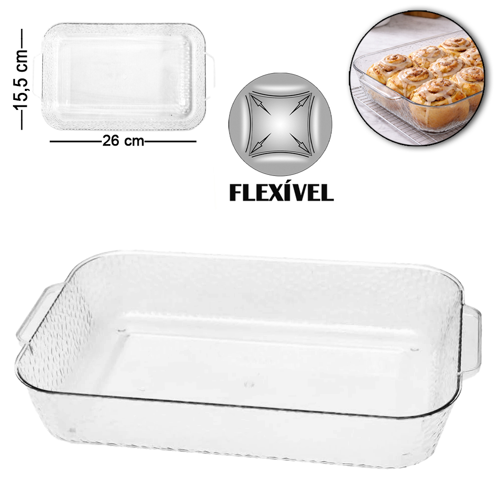 TRAVESSA RETANGULAR DE PLASTICO PET FLEXIVEL 26X15,5X4,5CM