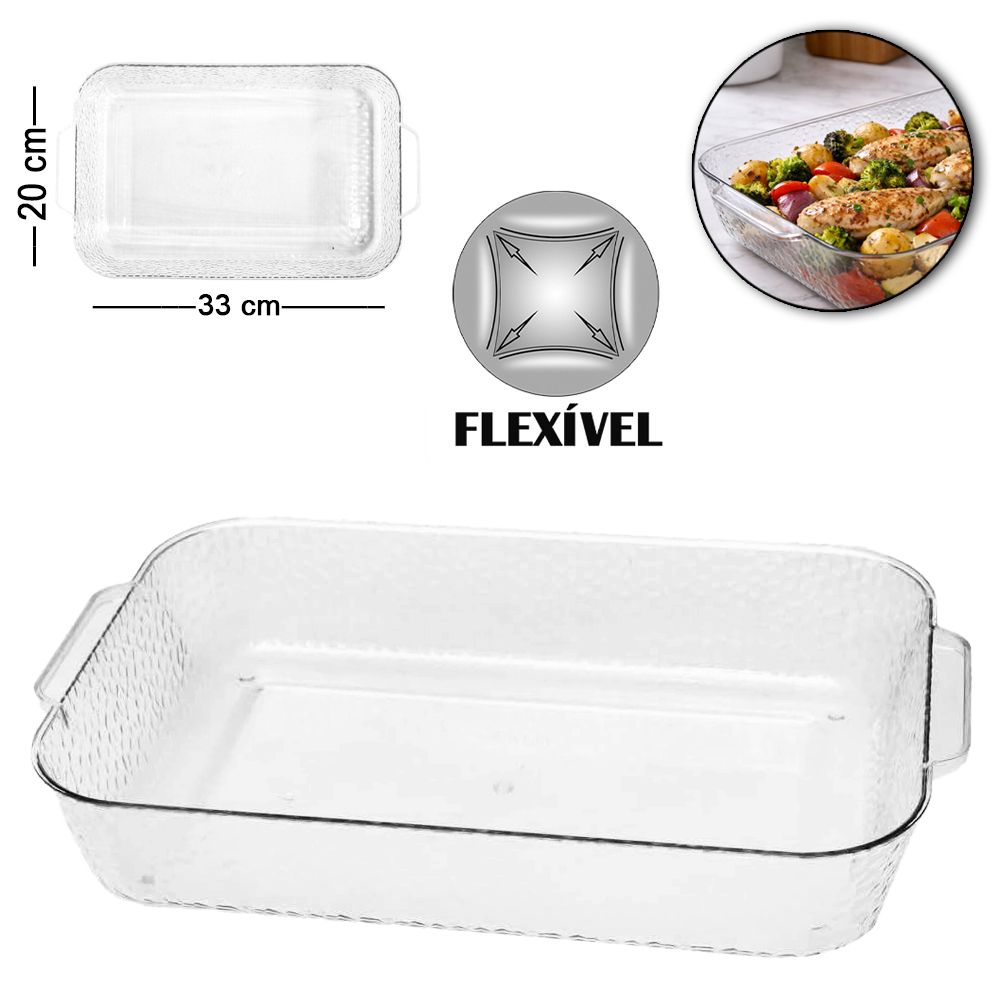 TRAVESSA RETANGULAR DE PLASTICO PET FLEXIVEL 33X20X6CM