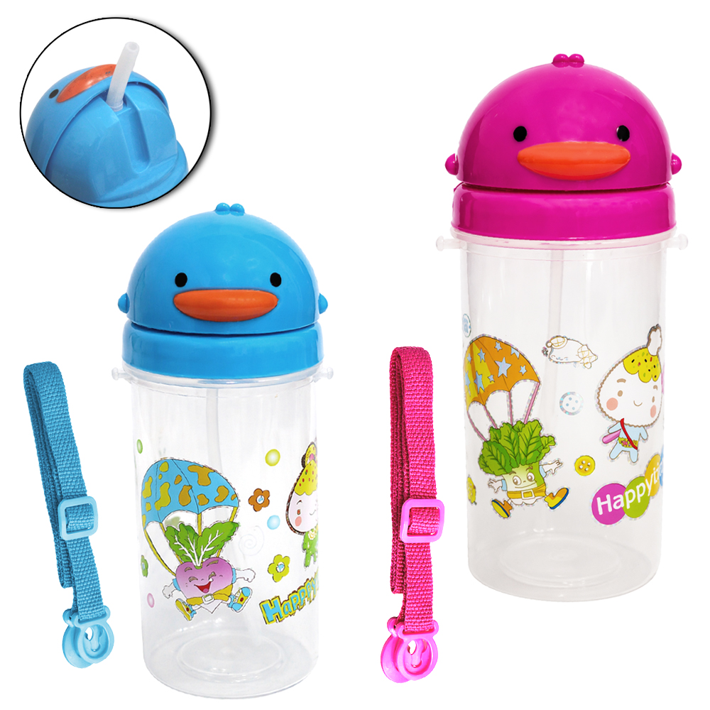 GARRAFA SQUEEZE DE PLASTICO PP PATO COM CANUDO + ALCA 500ML