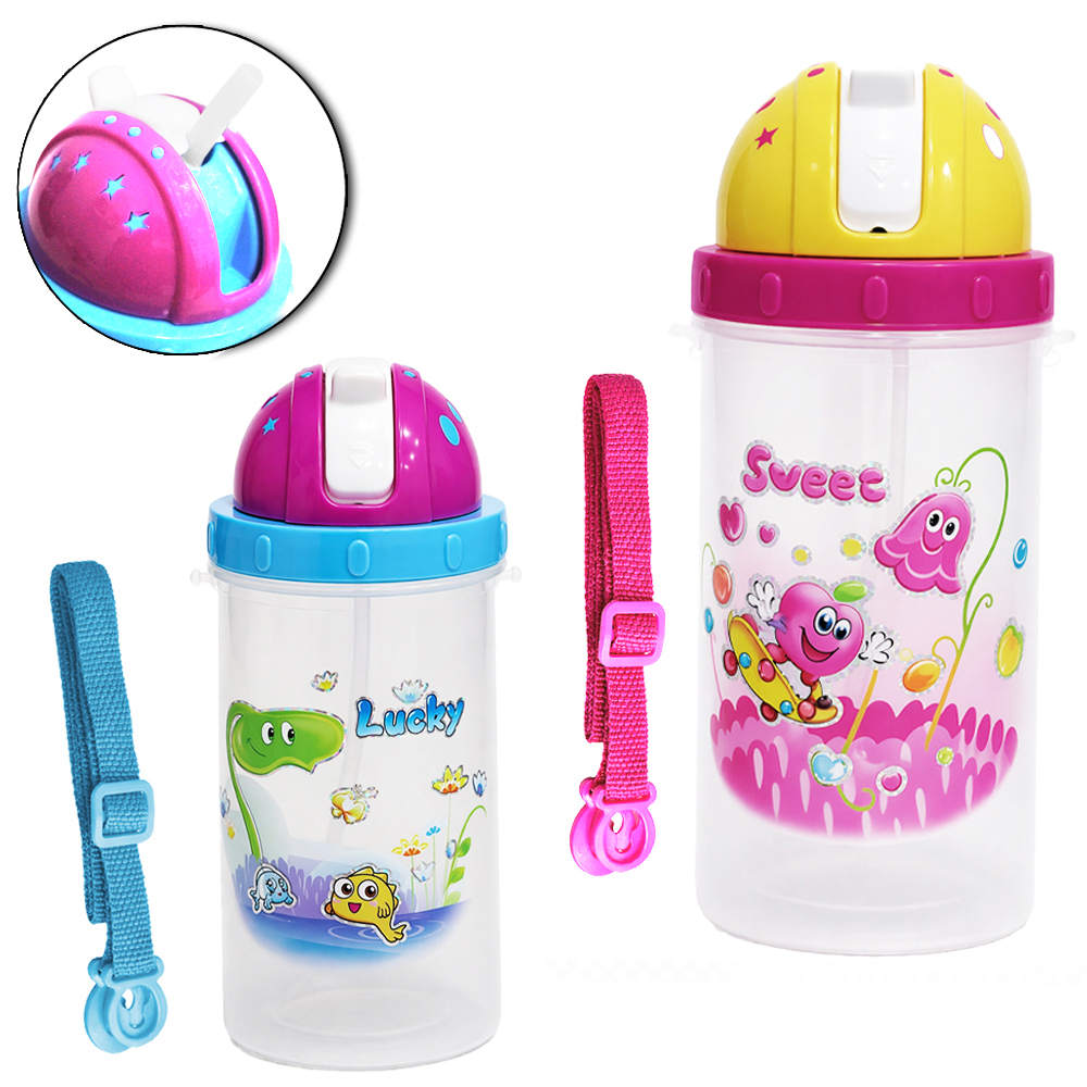 GARRAFA SQUEEZE DE PLASTICO PP COM CANUDO + ALCA 600ML