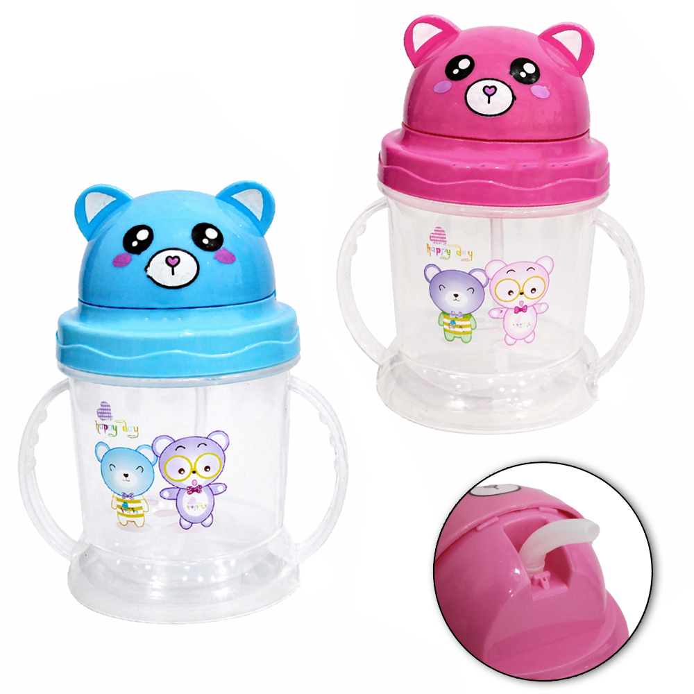 COPO BABY COM TAMPA E CANUDO + ALCA DE PLASTICO URSO GRADUADO NEX COOK 350ML