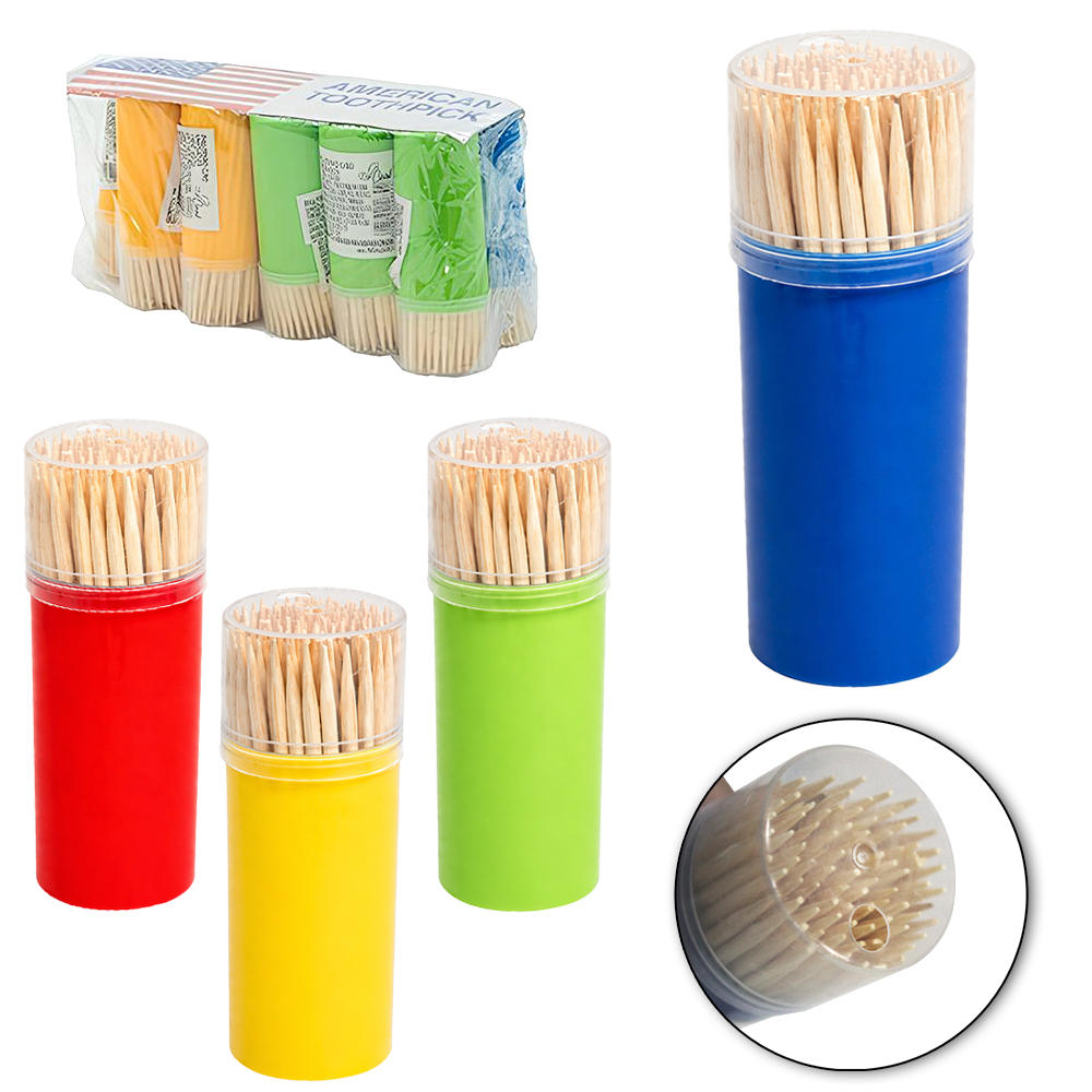 PALITEIRO DE PLASTICO COM 80 PALITOS DE MADEIRA NEX COOK 6,5X2,3CM DE Ø