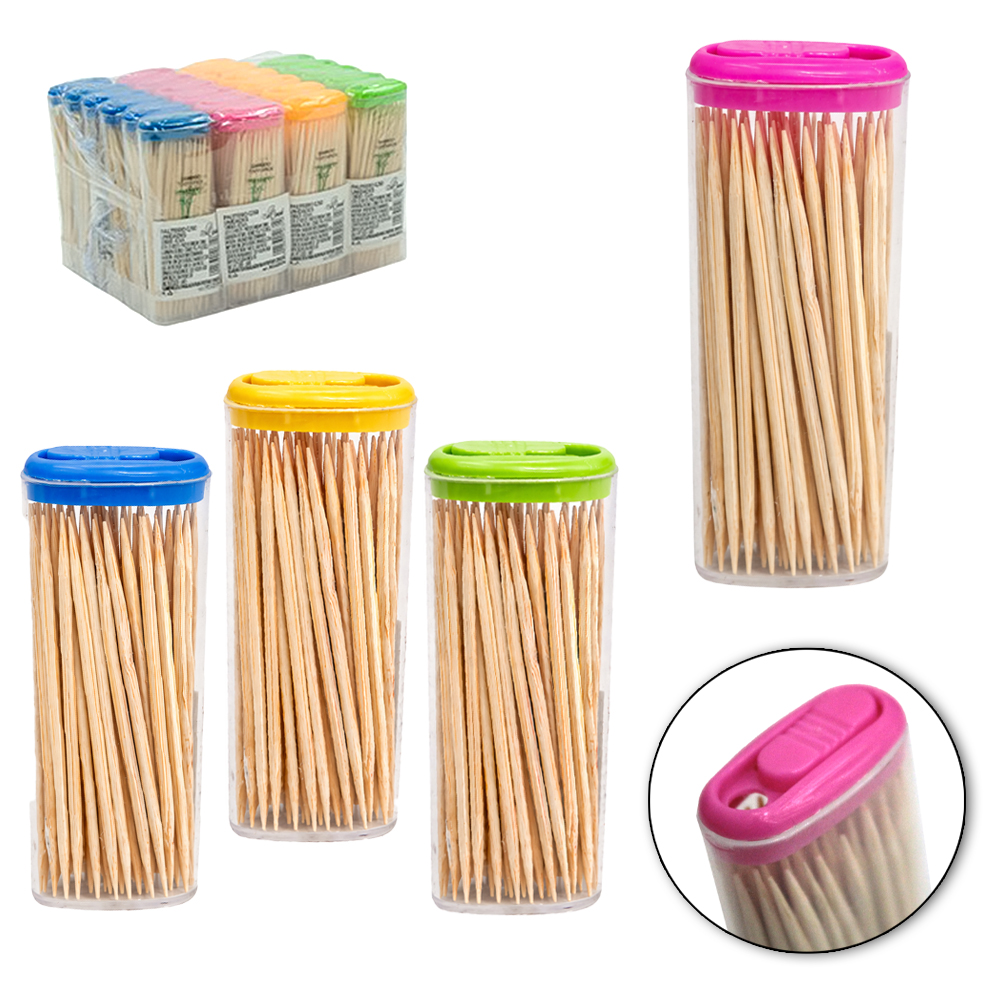PALITEIRO DE PLASTICO COM 50 PALITOS DE MADEIRA NEX COOK 7X2,5X1,5CM DP PLAY