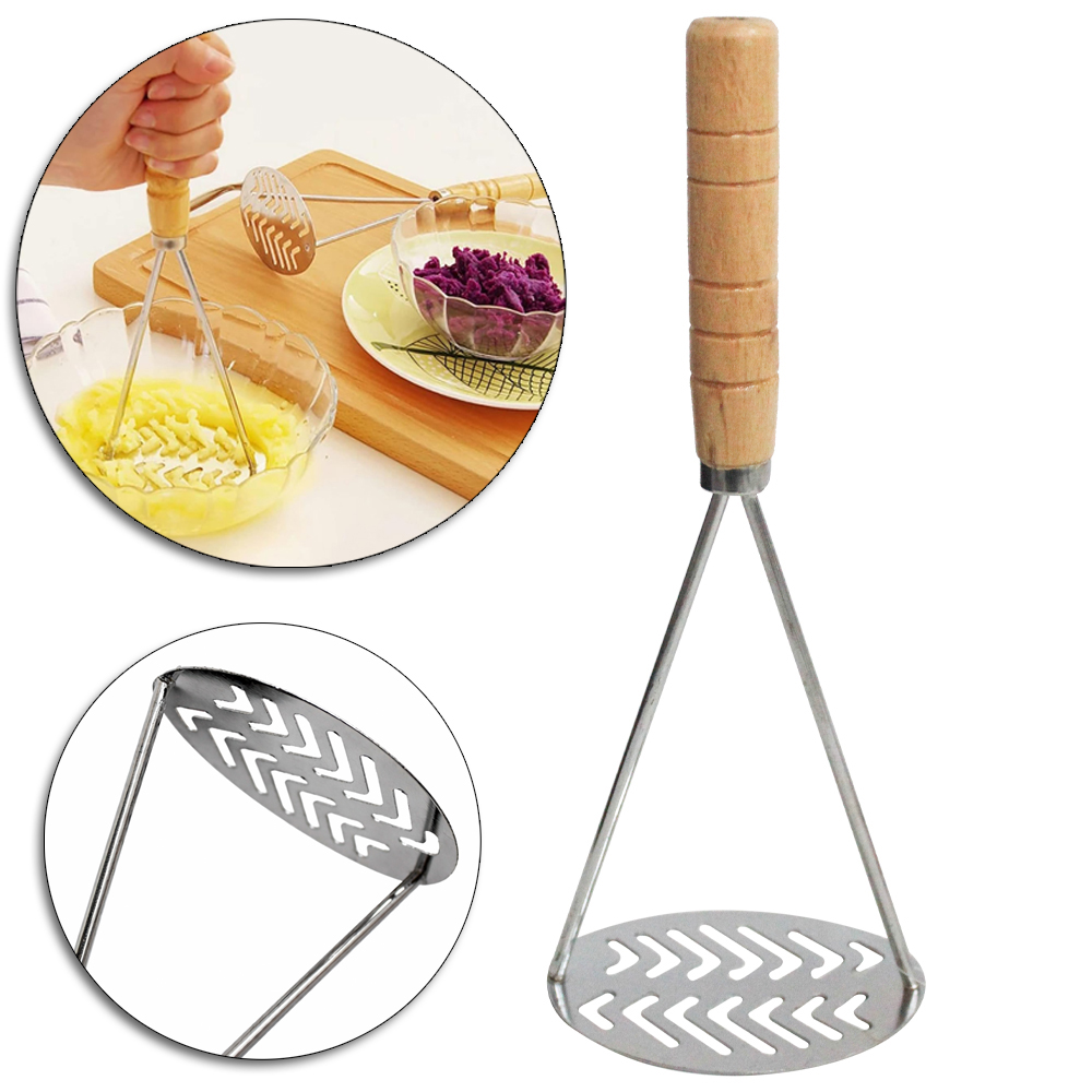 AMASSADOR MULTIUSO DE INOX CABO DE MADEIRA 25,5X10X7,5CM