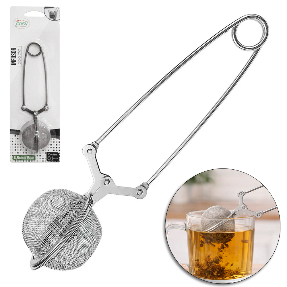 INFUSOR COADOR DE CHA DE INOX COM CABO 15X4,5CM