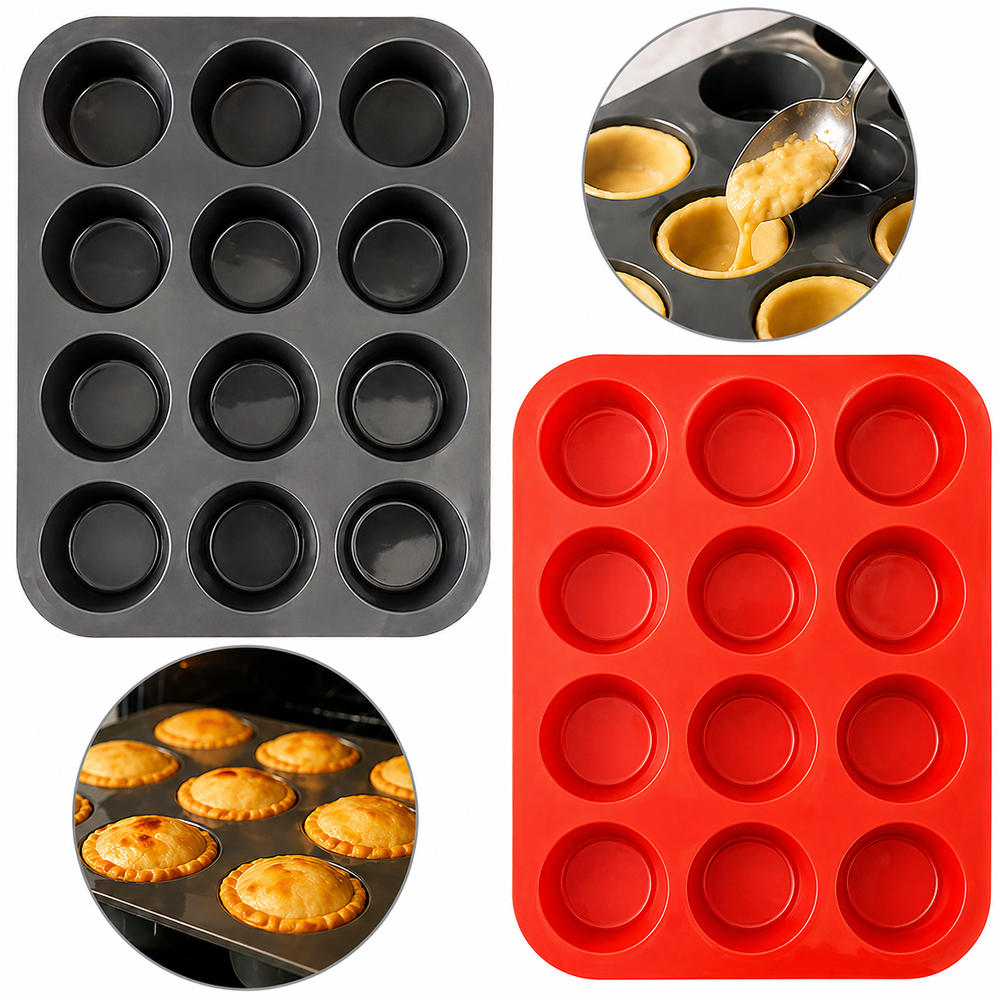 FORMA DE SILICONE RETANGULAR PARA CUPCAKE COM 12 CAVIDADES 29X22X3CM