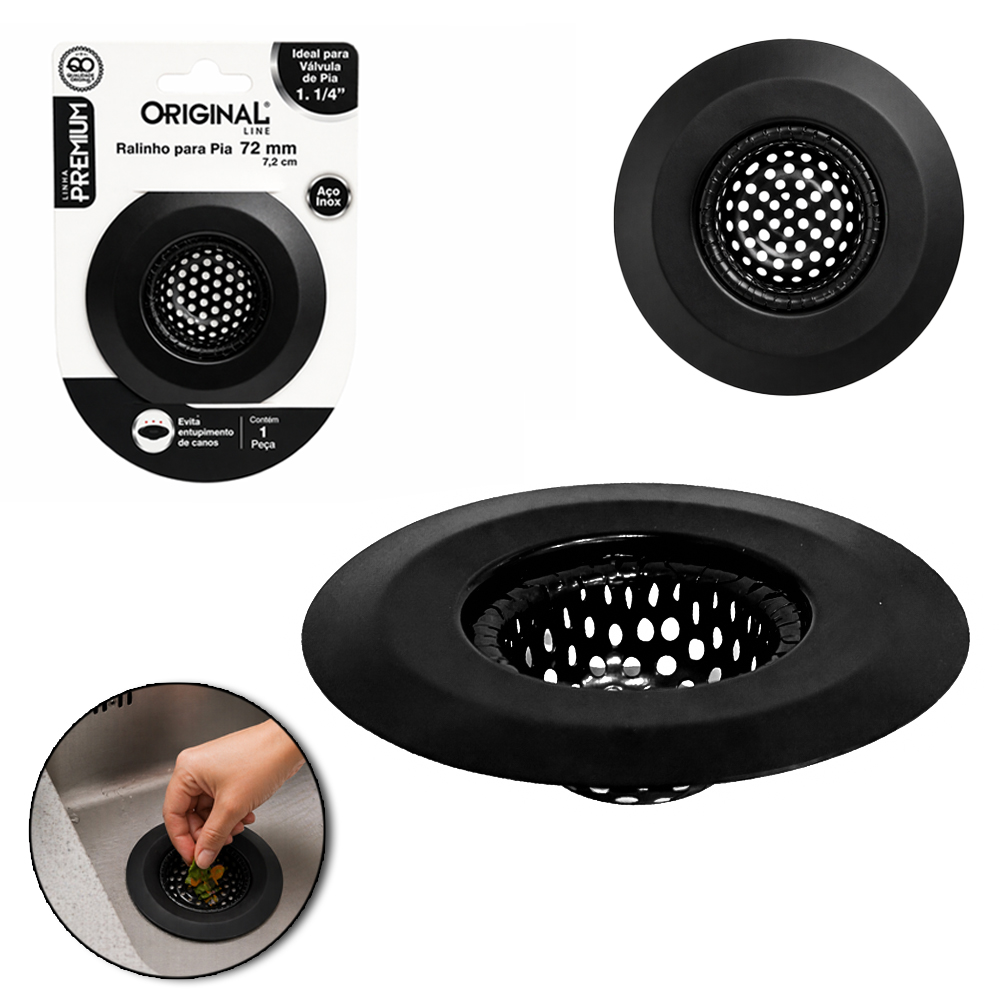  RALO DE INOX PARA PIA MEDIO PREMIUM BLACK 7,2CM DE Ø