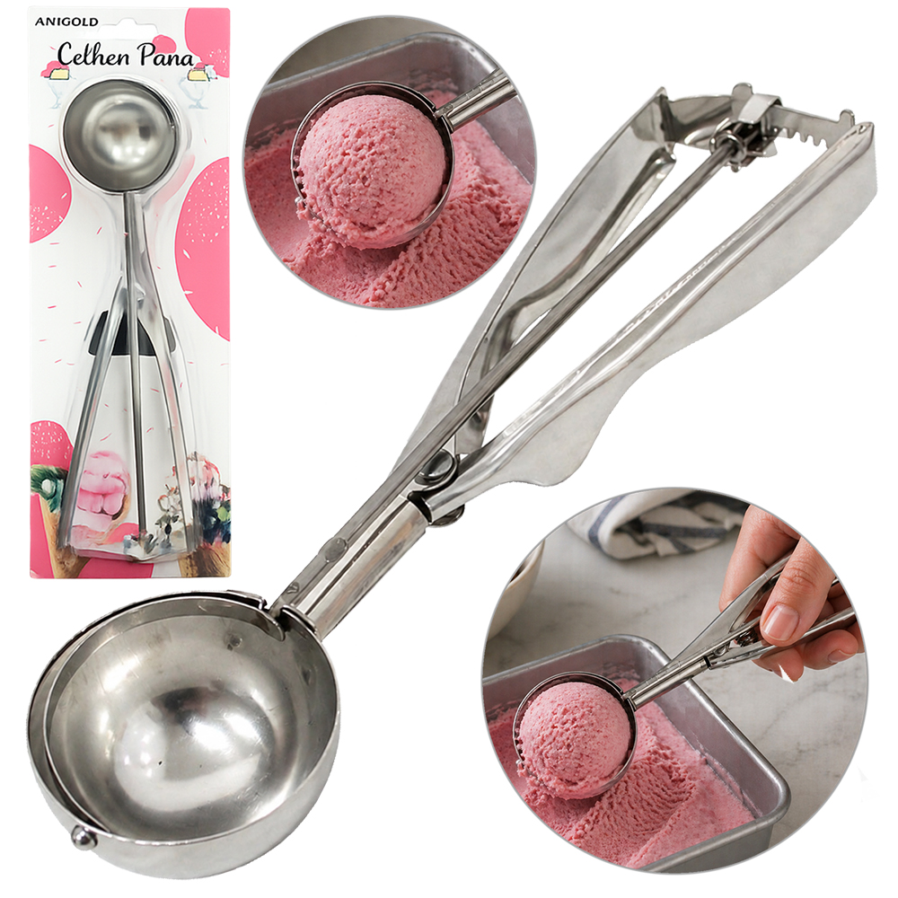 COLHER / CONCHA DE SORVETE DE INOX COM EXTRATOR 22X5CM DE Ø