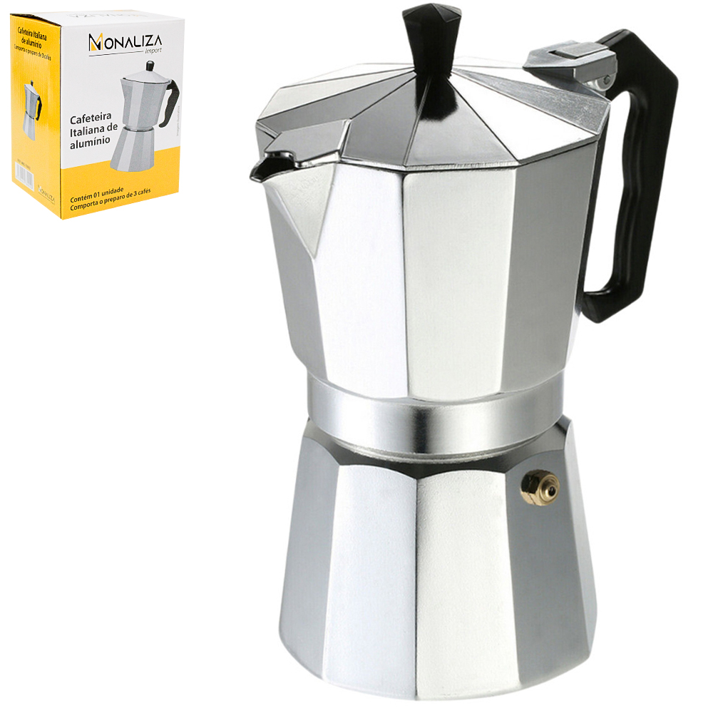 CAFETEIRA ITALIANA DE ALUMINIO PARA 3 XICARAS