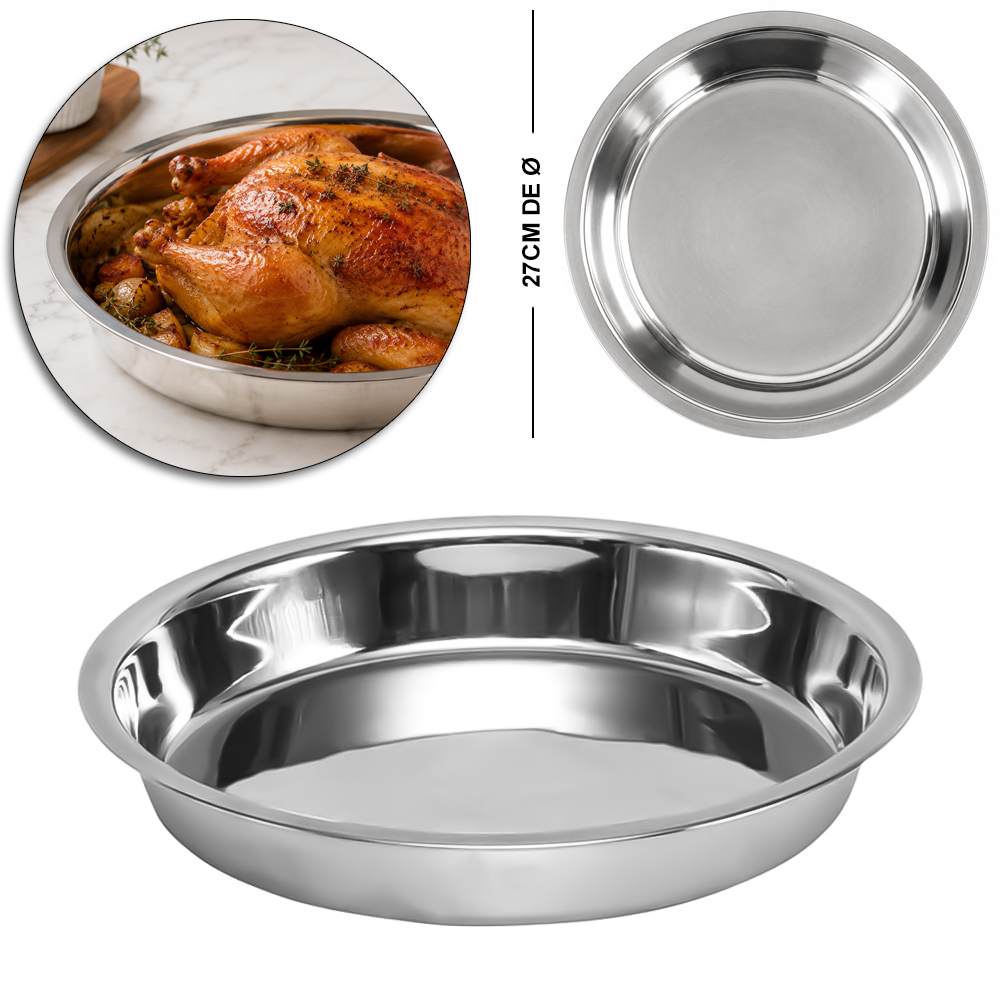 BANDEJA DE INOX REDONDA 3,5X27CM DE Ø