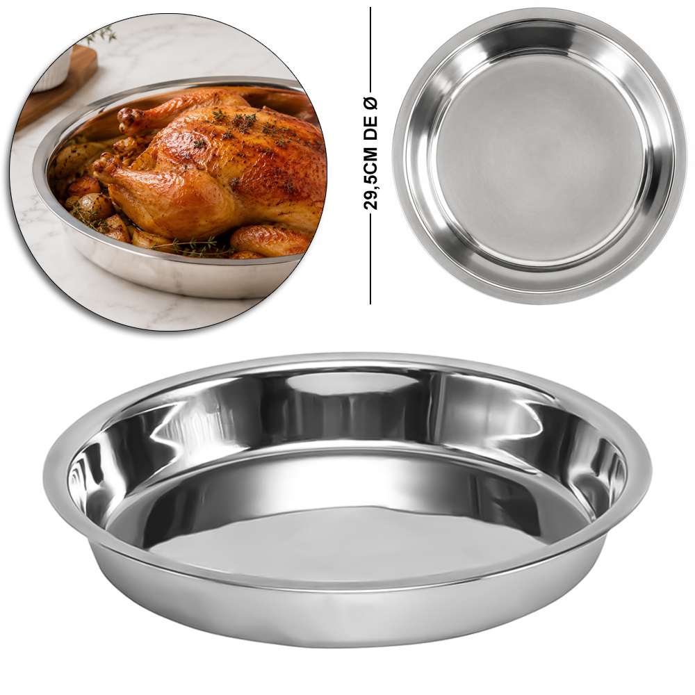 BANDEJA DE INOX REDONDA 3,6X29,5CM DE Ø