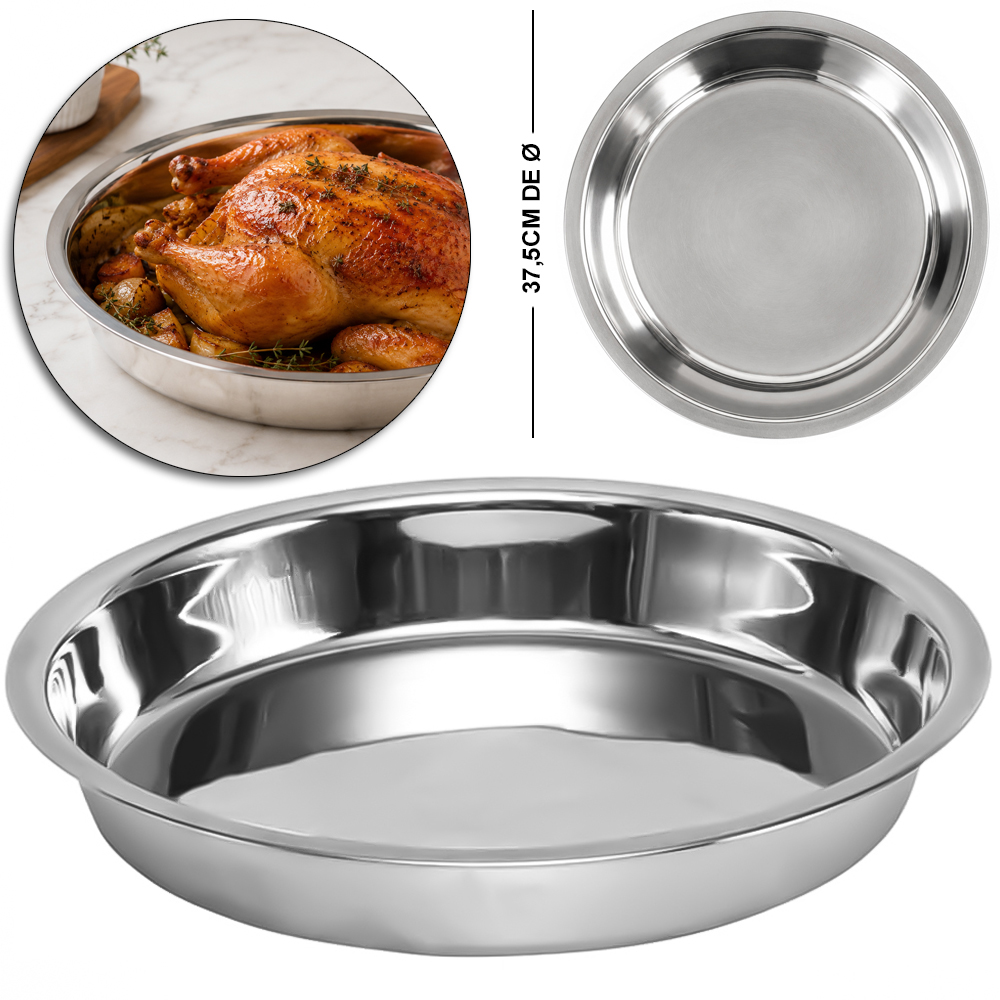 BANDEJA DE INOX REDONDA 4,5X37,5CM DE Ø