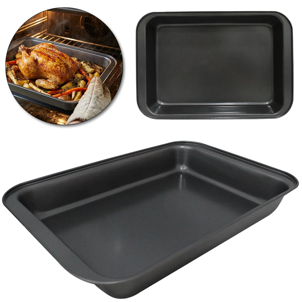 FORMA ASSADEIRA DE ACO CARBONO ANTIADERENTE RETANGULAR 37X25X5CM