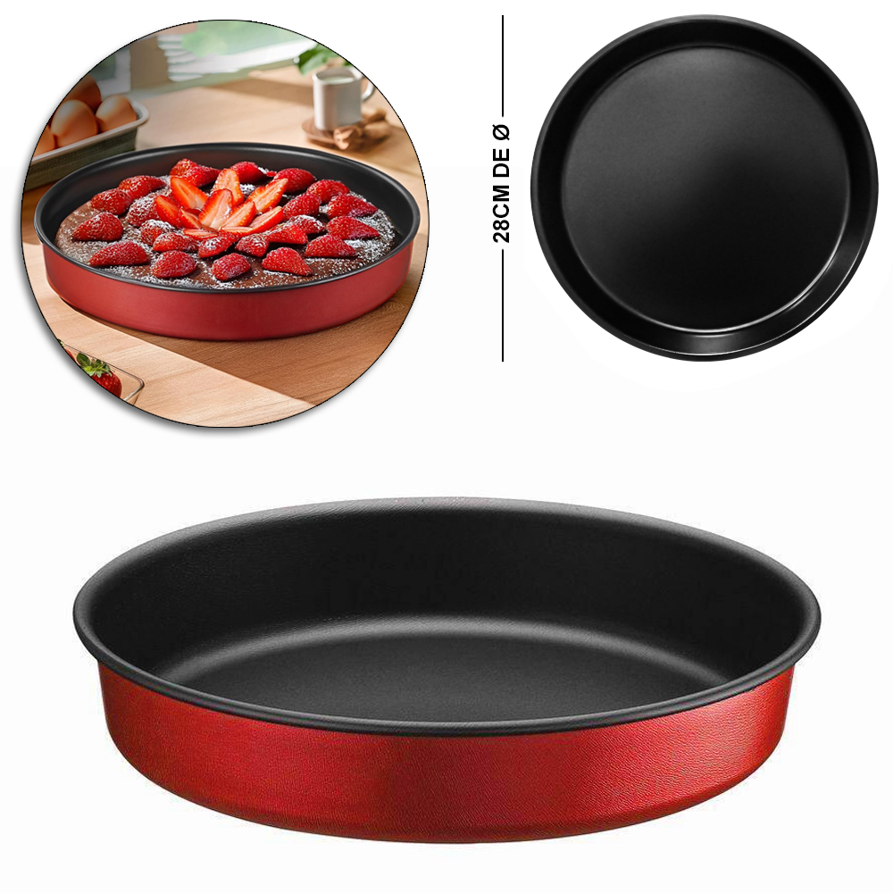 FORMA ASSADEIRA DE ACO CARBONO ANTIADERENTE REDONDA 4,5X28CM DE Ø