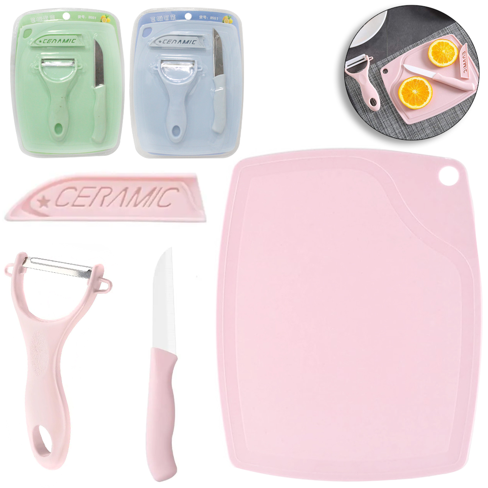CORTADOR DESCASCADOR LEGUMES / FRUTAS DE INOX / PLASTICO COM FACA + BAINHA E TABUA