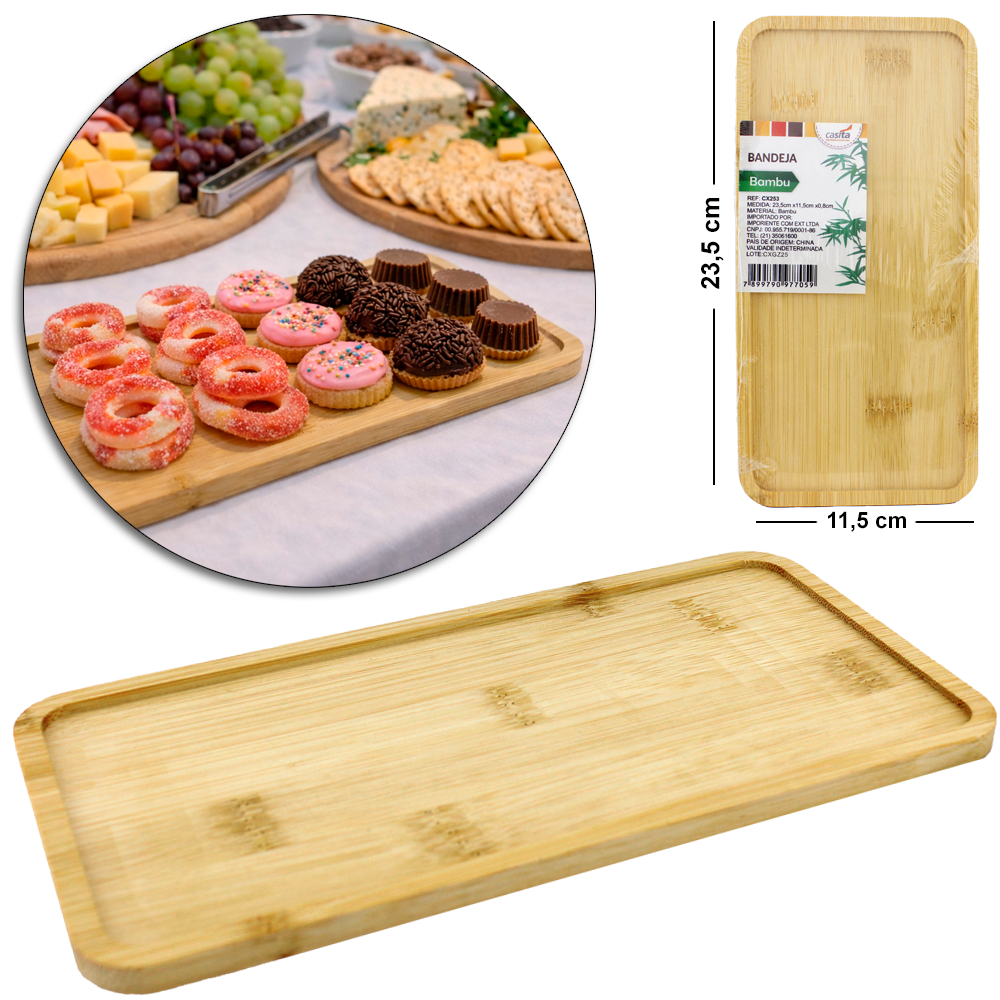 BANDEJA PETISQUEIRA DE BAMBU RETANGULAR 23,5X11,5CM