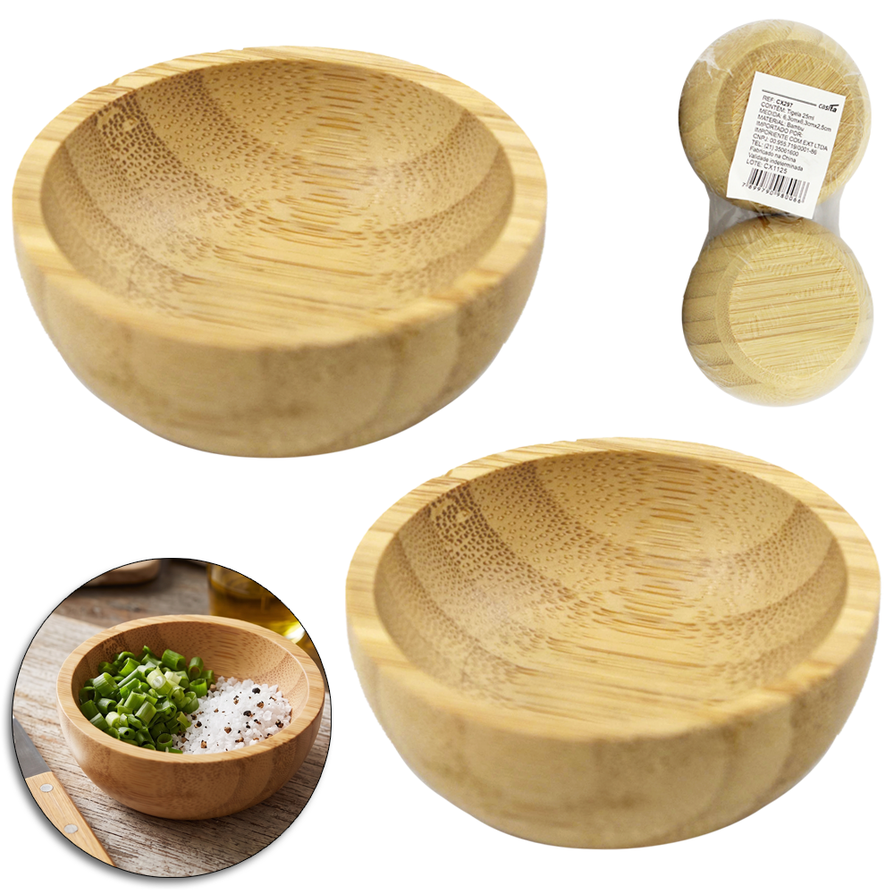 TIGELA MOLHEIRA DE BAMBU COM 2 PECAS 25ML 2,5X6,3CM DE Ø