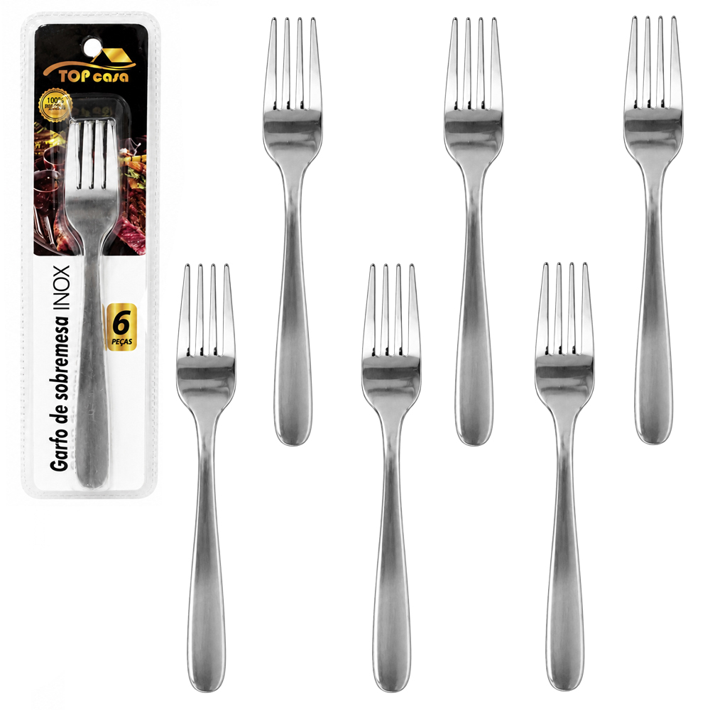 GARFO DE SOBREMESA DE INOX PREMIUM TOP CASA COM 6 PECAS 15,5CM