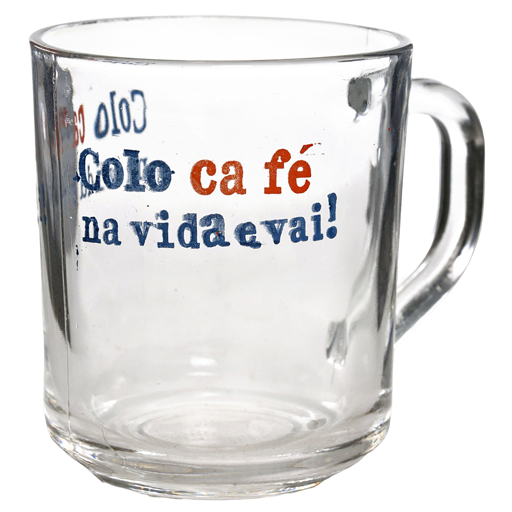 CANECA XICARA DE VIDRO COLO CA FE NA VIDA E VAI! 215ML