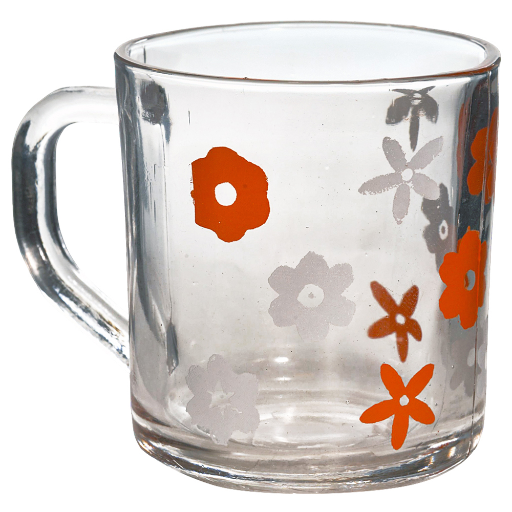 CANECA XICARA DE VIDRO FLORES 215ML
