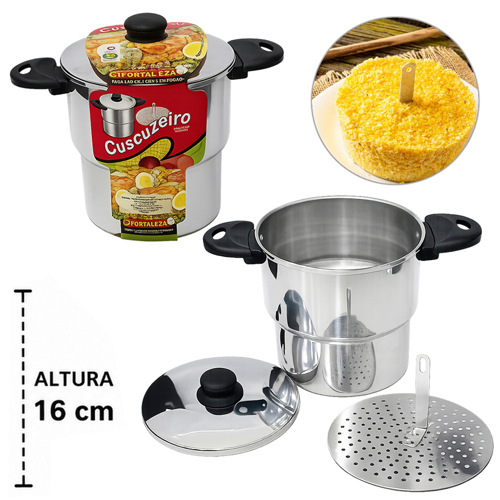 CUSCUZEIRA DE ALUMINIO Nº18 POLIDO 3,5L