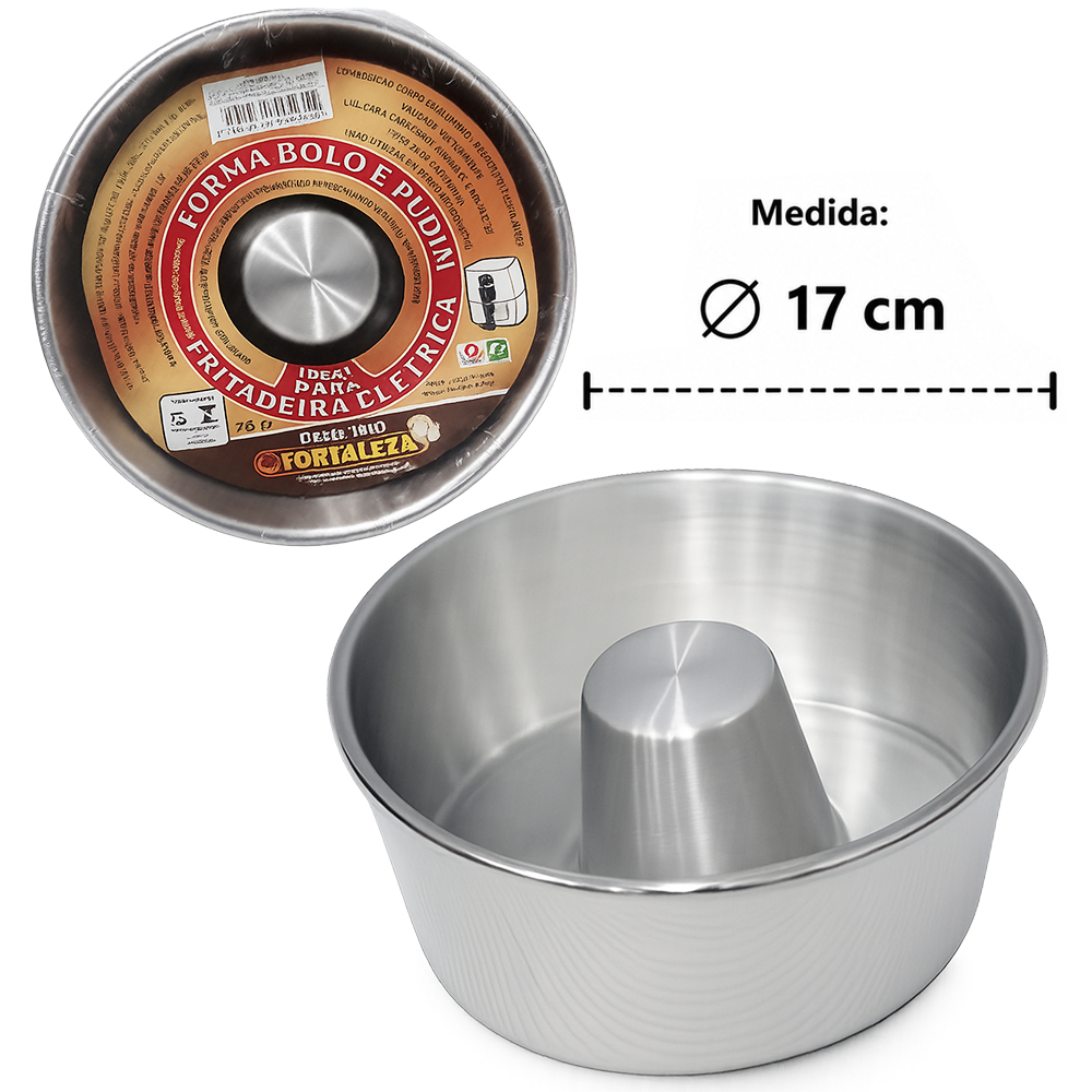 FORMA ASSADEIRA DE ALUMINIO IDEAL PARA AIR FRYER / FRITADEIRA ELETRICA PARA BOLO / TORTA / PUDIM COM TUBO Nº16 POLIDO 