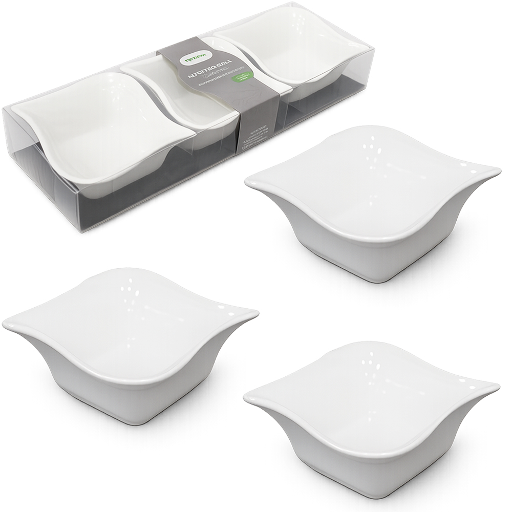 PETISQUEIRA DE PORCELANA QUADRADA COM 3 PECAS 150ML 9,5X4CM