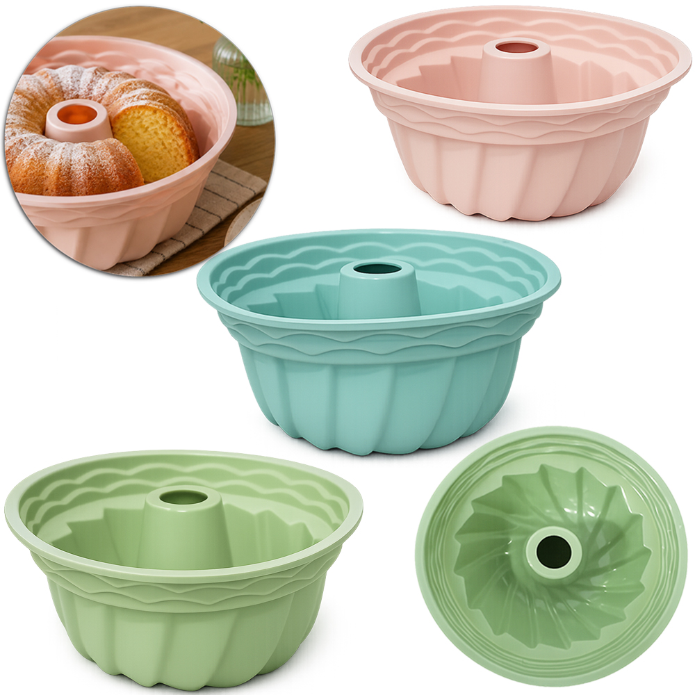 FORMA DE SILICONE REDONDA PARA BOLO / TORTA / PUDIM COM TUBO 10,5X24CM DE Ø
