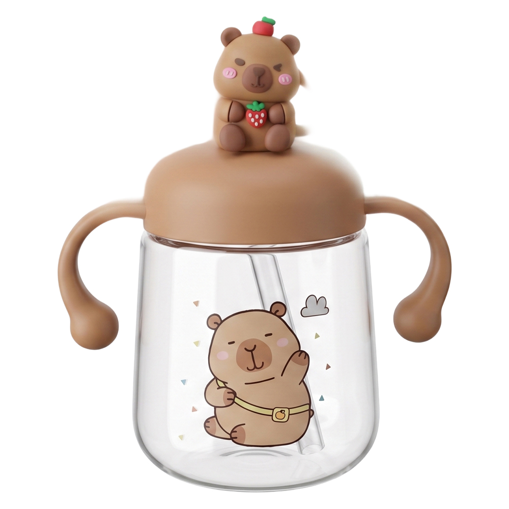 COPO BABY COM TAMPA E CANUDO + ALCA DE PLASTICO CAPIVARA 360ML