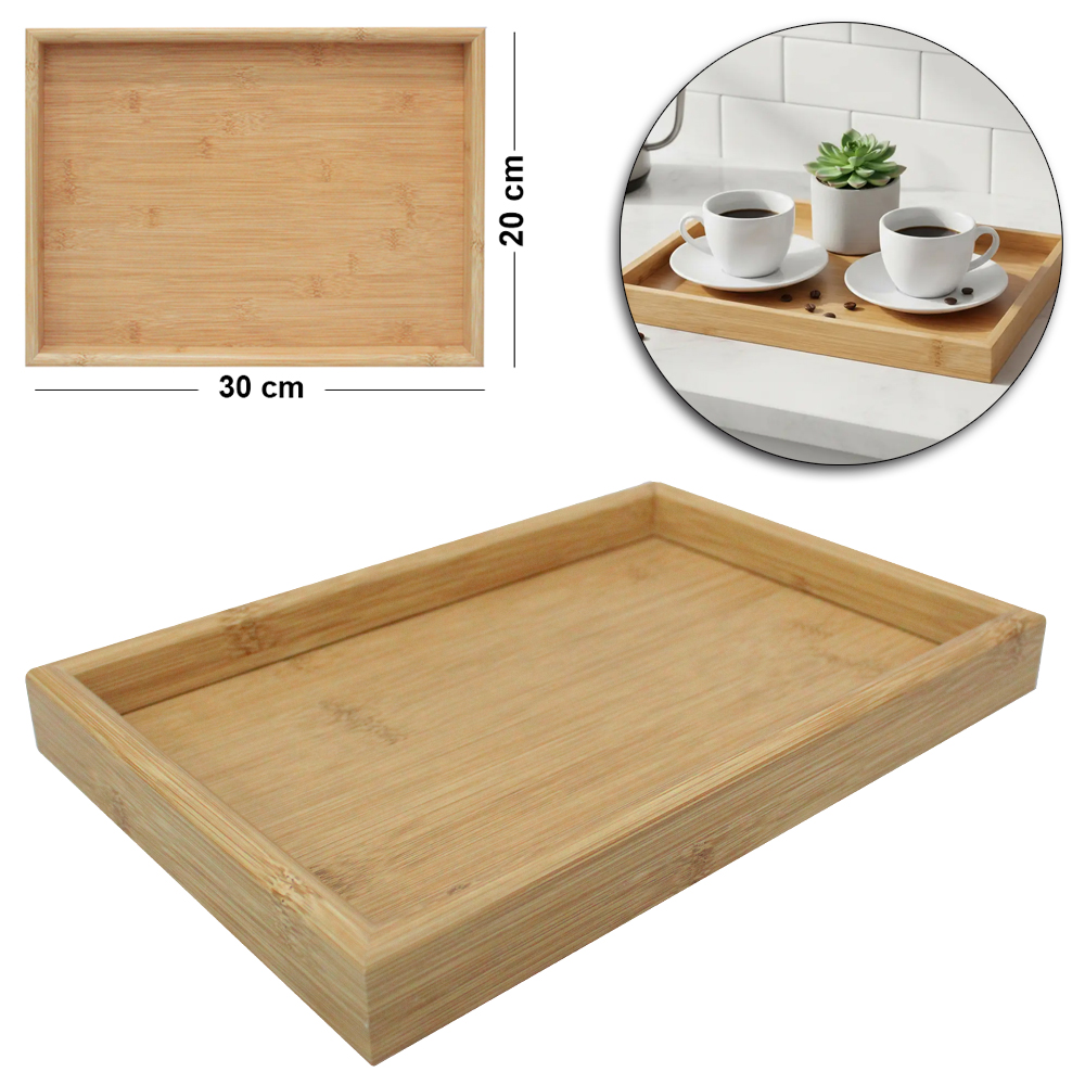 BANDEJA DE MADEIRA MDF RETANGULAR DECORATIVA 30X20X3,3CM