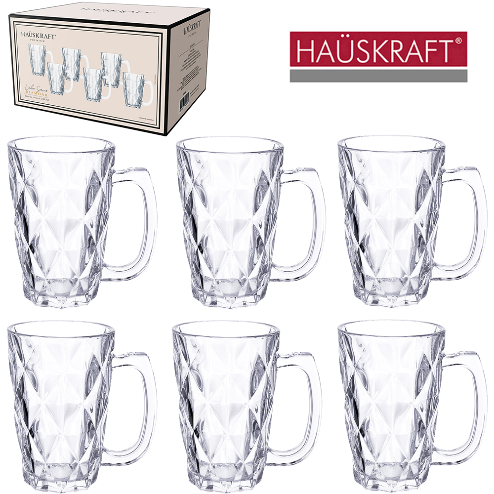 JOGO DE CANECA XICARA DE VIDRO PARA CAFE / CAPPUCCINO LINHA SERVIR DIAMOND HAUSKRAFT PREMIUM 6 PECAS 300ML