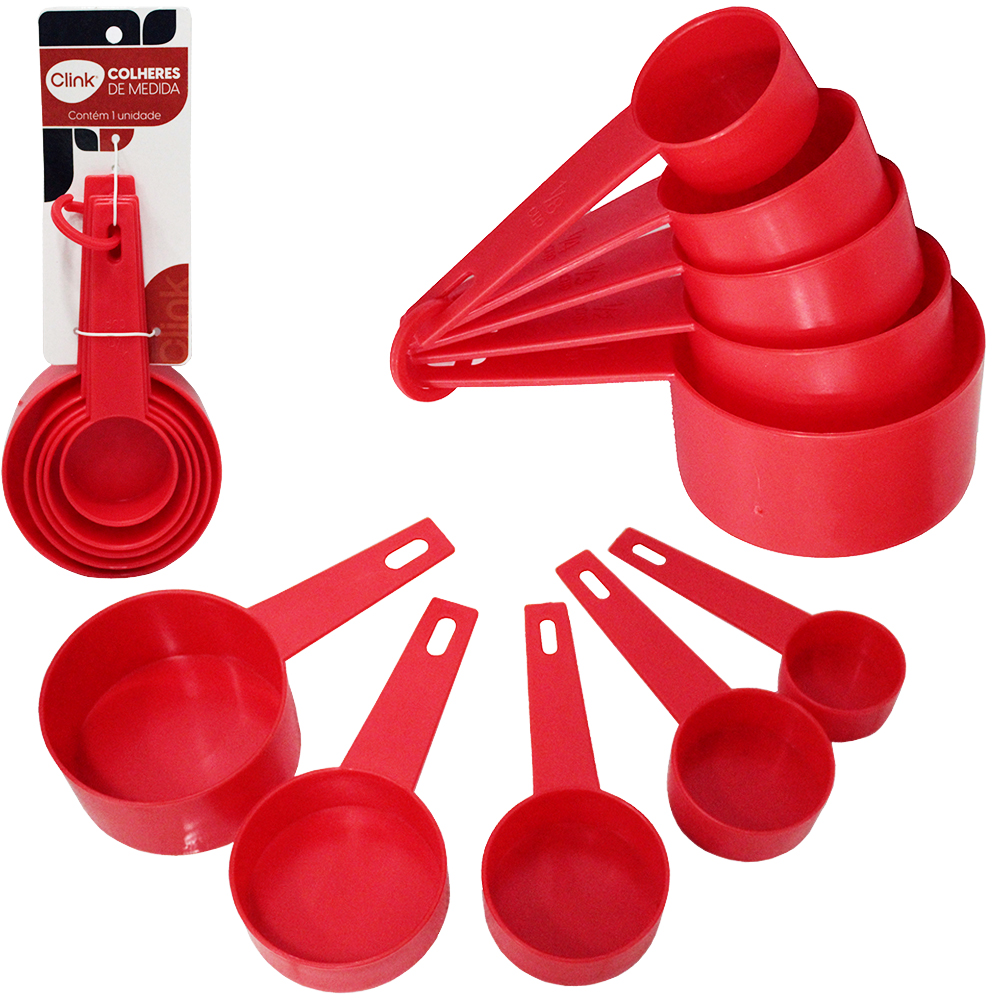 CONJUNTO DE COLHER MEDIDORA DE PLASTICO COM 5 PECAS 