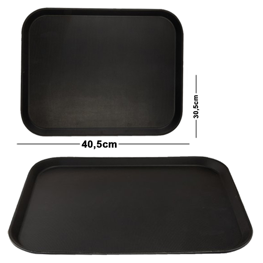BANDEJA DE PLASTICO RETANGULAR ANTIDERRAPANTE PARA GARCOM 40,5X30,5CM 