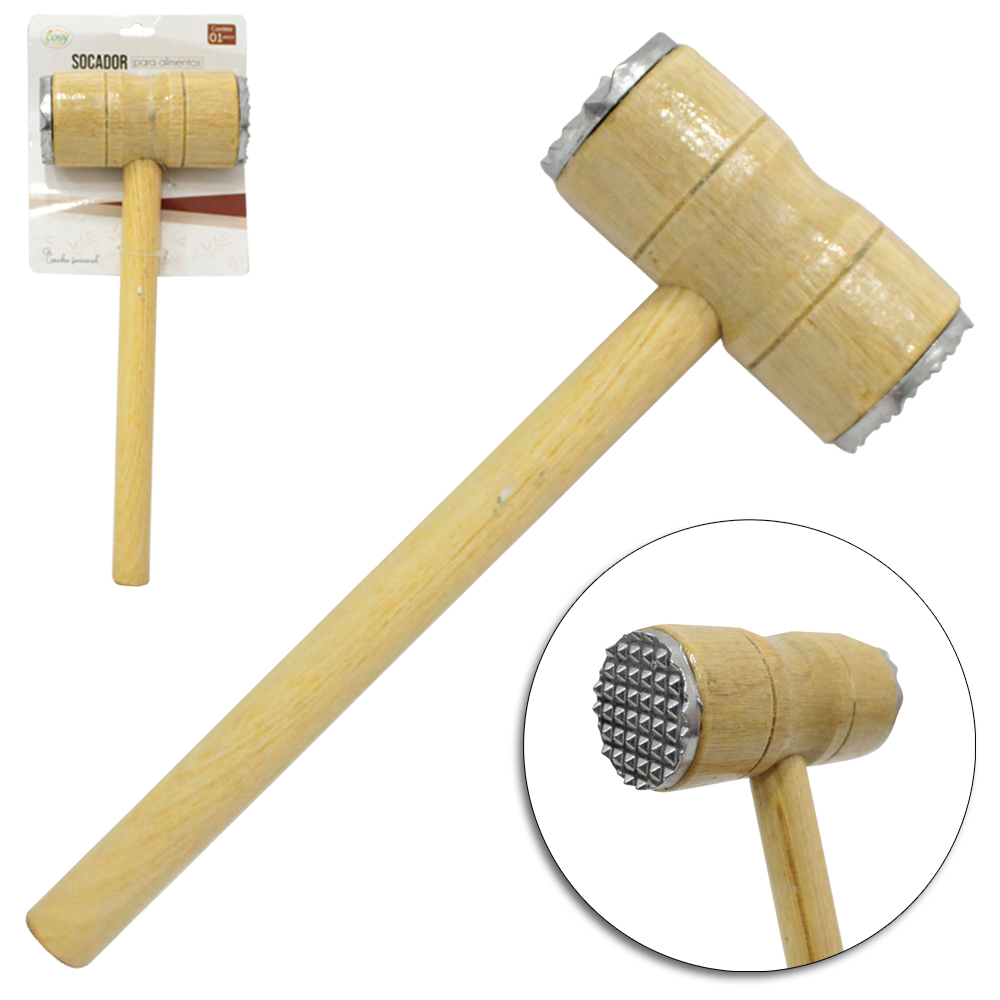 AMACIADOR MARTELO DE BAMBU PARA CARNE 26CM