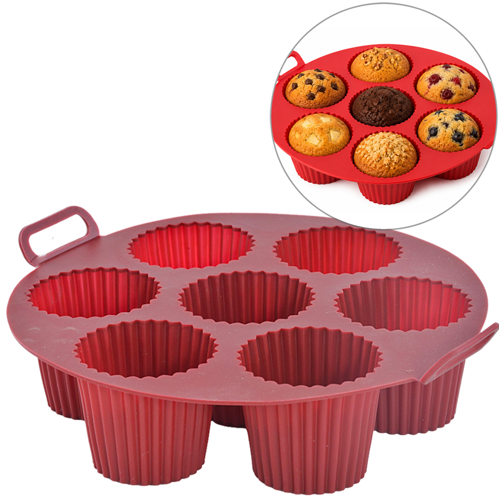 FORMA DE SILICONE REDONDA PARA CUPCAKE COM 7 CAVIDADES CHERRY VERMELHO BORDO 6,5X20CM DE Ø
