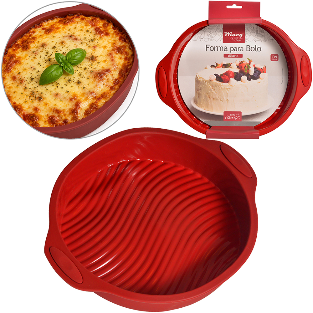 FORMA DE SILICONE REDONDA PARA BOLO / TORTA CHERRY VERMELHO 5,5X28,5X24,8CM DE Ø